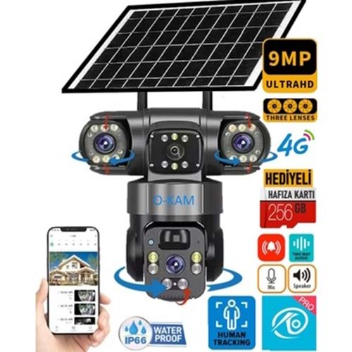 O-Kam 6060 6 MP Solar Güneş Enerjili Gece Görüşlü IP Güvenlik Kamerası