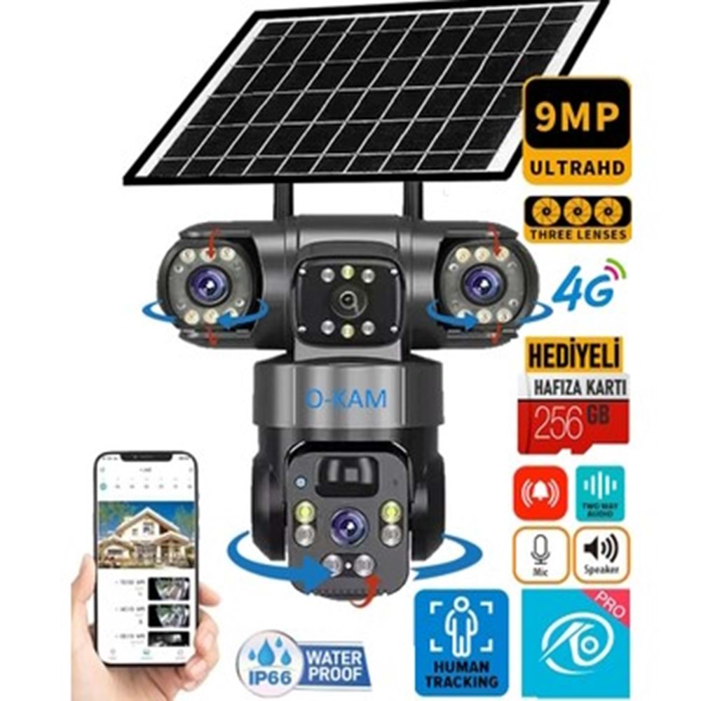 O-Kam 6060 6 MP Solar Güneş Enerjili Gece Görüşlü IP Güvenlik Kamerası