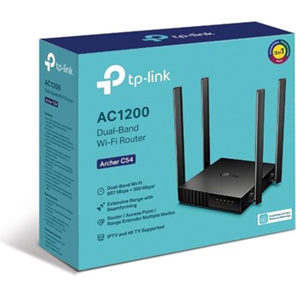 TP-LINK ARCHER C54 AC1200 KABLOSUZ WIFI 5 DUAL BAND ROUTER
